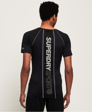 Superdry Sport Athletic Panel Férfi Pólók Fekete | ASDRC4365